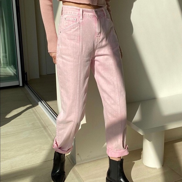 Korean Design Pink Denim Pants - Picture 3 of 16